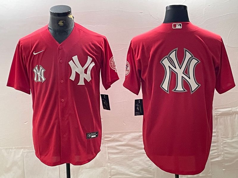 Men New York Yankees Blank Red joint name Nike 2024 MLB Jersey style 17->new york yankees->MLB Jersey